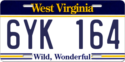 WV license plate 6YK164