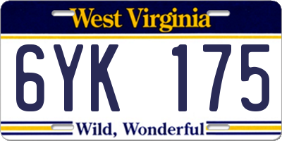 WV license plate 6YK175