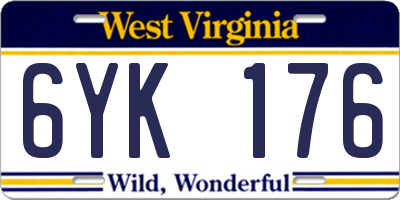 WV license plate 6YK176