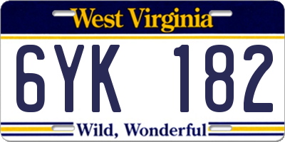 WV license plate 6YK182