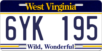 WV license plate 6YK195