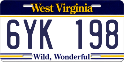 WV license plate 6YK198