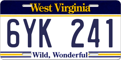 WV license plate 6YK241