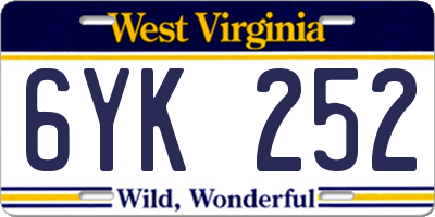 WV license plate 6YK252