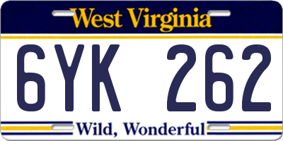 WV license plate 6YK262