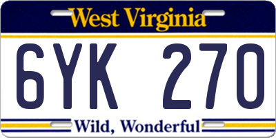 WV license plate 6YK270