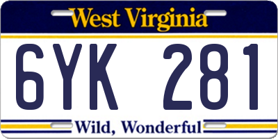 WV license plate 6YK281