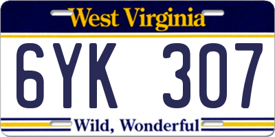 WV license plate 6YK307