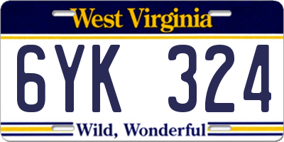 WV license plate 6YK324
