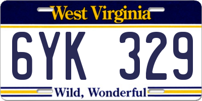WV license plate 6YK329