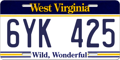WV license plate 6YK425