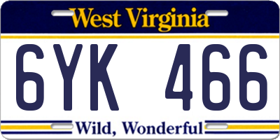 WV license plate 6YK466
