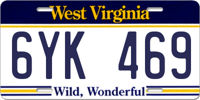 WV license plate 6YK469
