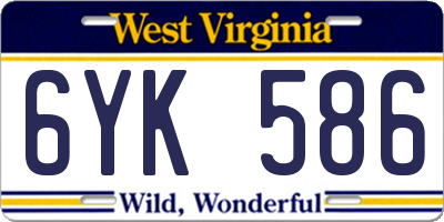 WV license plate 6YK586