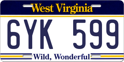 WV license plate 6YK599