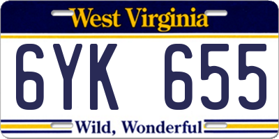 WV license plate 6YK655