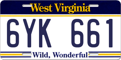 WV license plate 6YK661