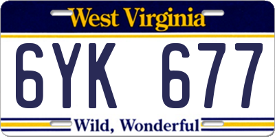 WV license plate 6YK677