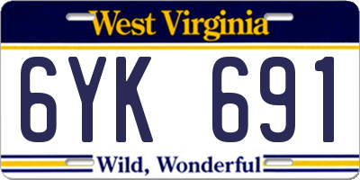 WV license plate 6YK691