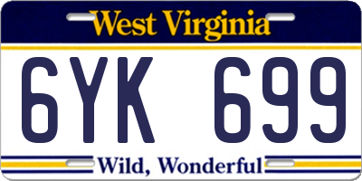 WV license plate 6YK699