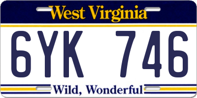 WV license plate 6YK746