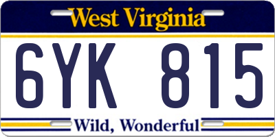 WV license plate 6YK815