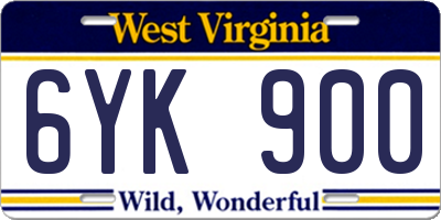WV license plate 6YK900