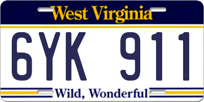 WV license plate 6YK911