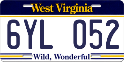 WV license plate 6YL052
