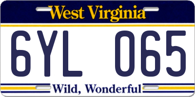 WV license plate 6YL065