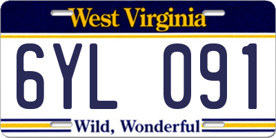 WV license plate 6YL091