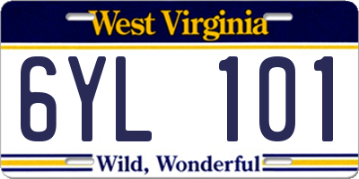 WV license plate 6YL101