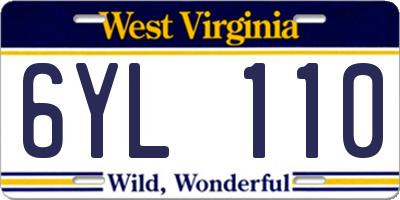 WV license plate 6YL110