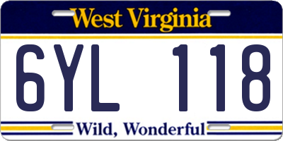 WV license plate 6YL118