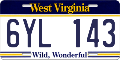 WV license plate 6YL143