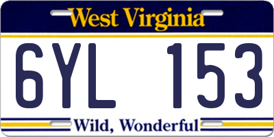 WV license plate 6YL153