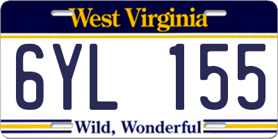 WV license plate 6YL155