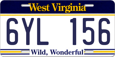 WV license plate 6YL156