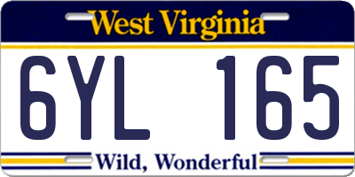 WV license plate 6YL165