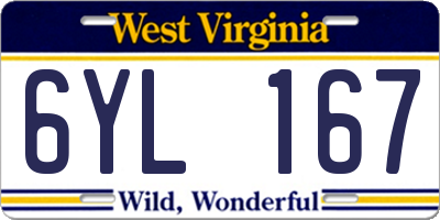 WV license plate 6YL167