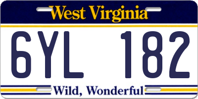 WV license plate 6YL182