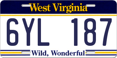WV license plate 6YL187