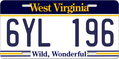 WV license plate 6YL196