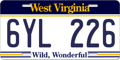 WV license plate 6YL226