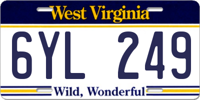 WV license plate 6YL249