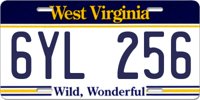 WV license plate 6YL256