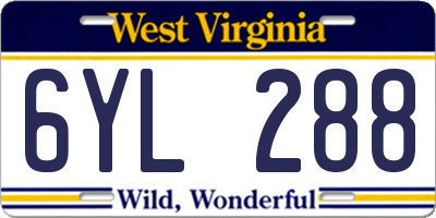 WV license plate 6YL288