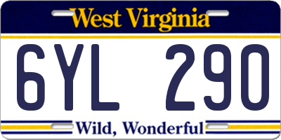WV license plate 6YL290