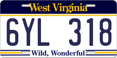 WV license plate 6YL318