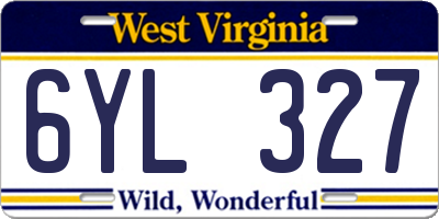 WV license plate 6YL327